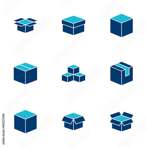 Box icon vector isolated on white background. Cardboard box, packaging open. Box vector icon
