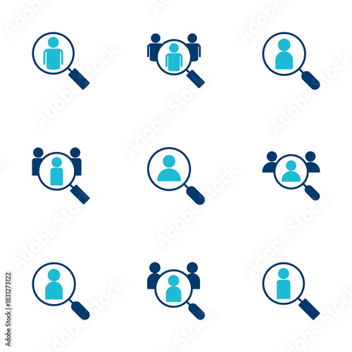 Hiring icon vector isolated on white background. Human resources concept. Recruitment. Search job vacancy icon. Hire. Find people icon