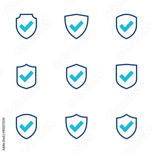 Shield check mark icon vector isolated on white background. Protection approve sign. Safe icon vector