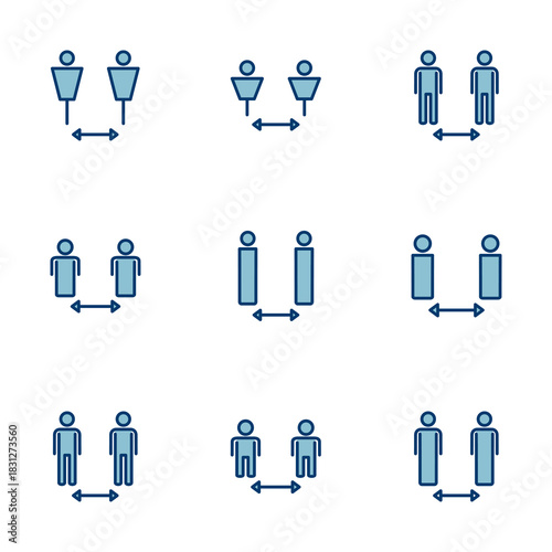 Social distancing icon vector isolated on white background. Keep distance sign. Coronavirus. Social Distancing and Self Quarantine.