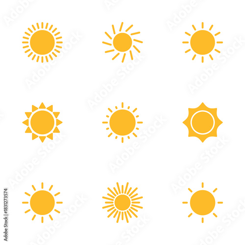 Sun icon vector isolated on white background. Sun vector icon