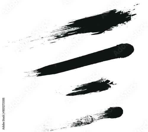 Black Watercolor Brush Marks Pack