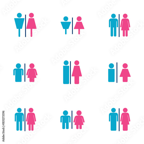 Toilet icon vector isolated on white background. Toilet sign. Man and woman restroom sign vector. Male and female icon