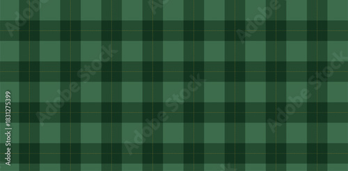 rhombus seamless pattern. Xmas plaid texture with gold line and . Green argyle geometric diamond abstract pattern.  Vector illustration isolated on green background.