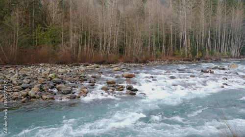 Chilliwack River during a fall season in Chilliwack, Fraser Valley, British Columbia, Canada