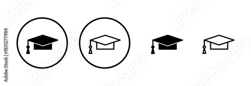 Education icon logo design. Graduation cap sign and symbol. Graduate. Students cap