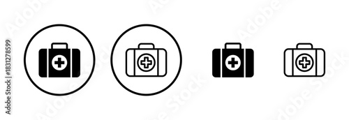 Medical box icon logo design. Medical suitcase sign and symbol. First aid icon