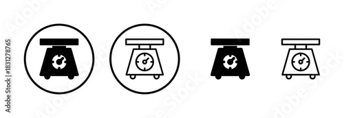 Scales icon logo design. Weight scale sign and symbol