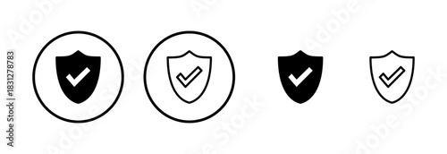 Shield check mark icon logo design. Protection approve sign. Insurance icon