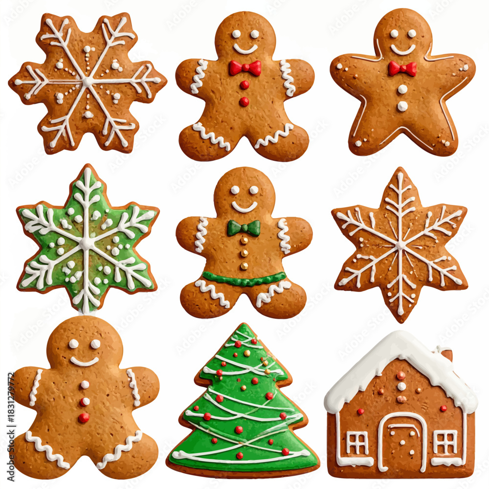 Fototapeta premium Festive Gingerbread Cookies - Holiday Treats and Christmas Decorations.