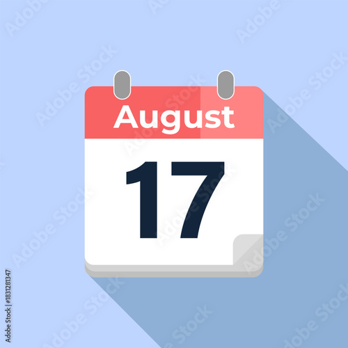 August 17 Vector Calendar
Modern flat color vector calendar with date