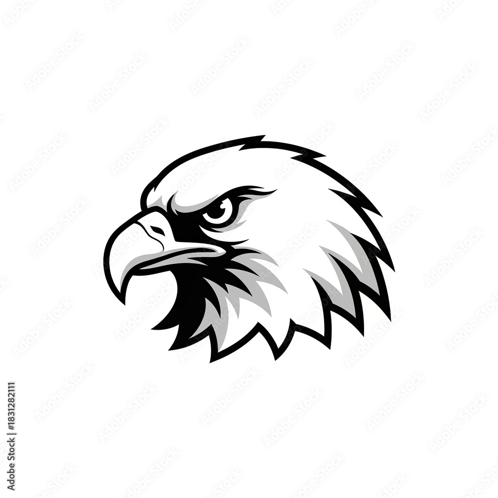 Obraz premium Powerful bald eagle head emblem with striking detail for logos, branding, and sports teams looking for a symbol of strength and freedom