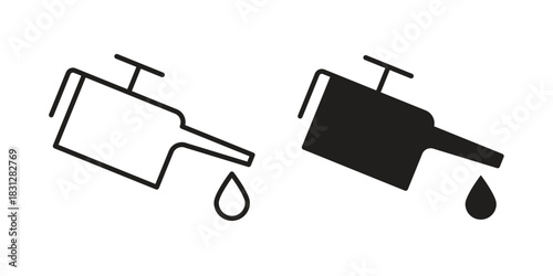 Oil can icon pictogram in trendy outline style. icon, sign or symbol.