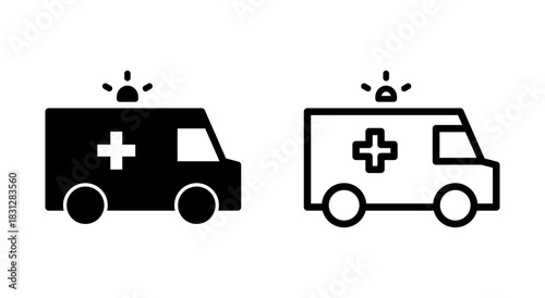 Ambulance icon symbol for apps and websites. ambulance truck sign and symbol. ambulance car