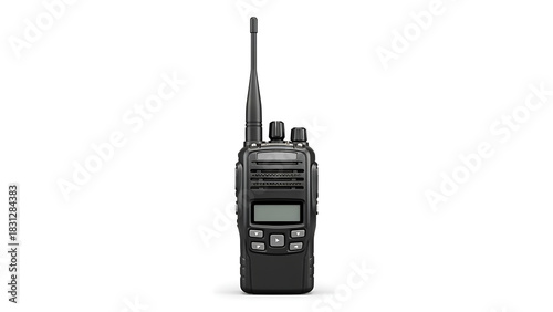 Compact handheld two-way radio communication device with antenna and digital display
