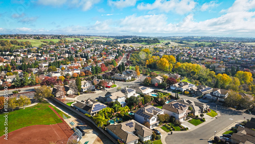 Aerial view of a Suburban Neighborhood 