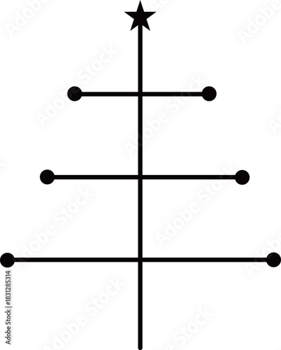 Minimal Line Christmas Tree Icon / ミニマル線画のクリスマスツリーアイコン
