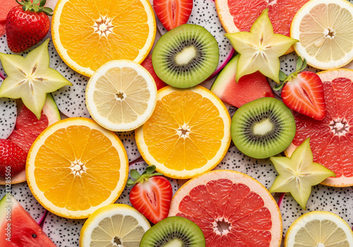 background of fresh fruit slices