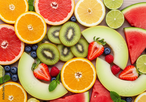 background of fresh fruit slices