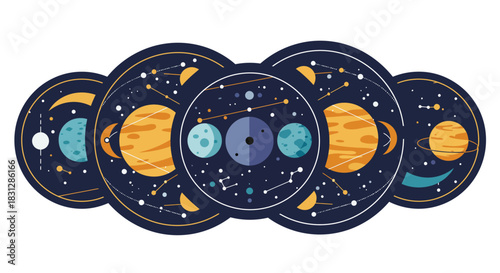 cosmic planets alignment with constellations astrological space journey and celestial harmony perfect for astronomy blogs and educational resources.