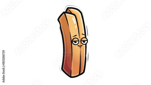 A cartoon french fry character with a tired expression.