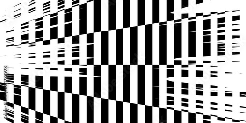 Rectangle frame with checkered print on borders. Rectangular vignette with checkerboard, race flag or chess game pattern isolated on white background. Vector graphic illistration.