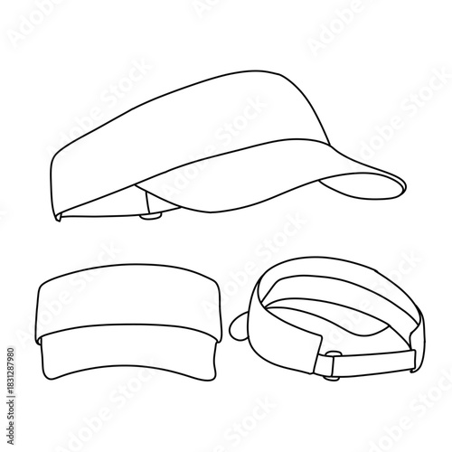 Visor Hat Outline various view - Sporty Headwear Design