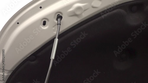 Sound of Metal Fixing Rod Engaging Car Hood Latch