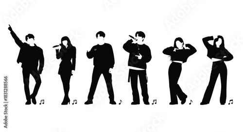 Silhouette of a Musical Group Performing on Stage.