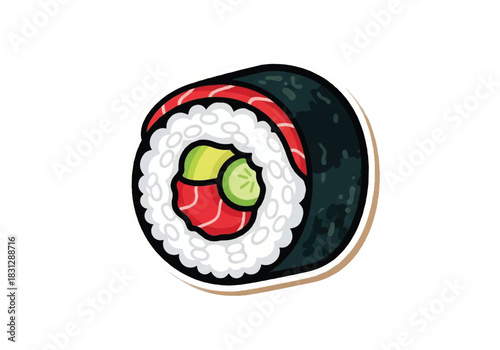 Delicious Sushi Roll Illustration with Fresh Ingredients.