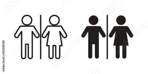 Man and woman icon in filled, thin line, stroke style for website and apps