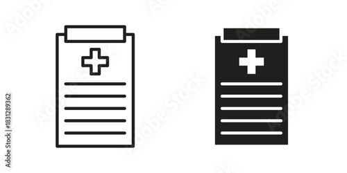 Medical report icon in filled, thin line, stroke style for website and apps