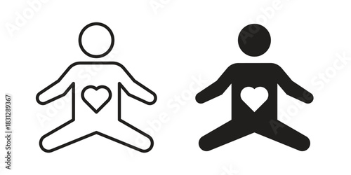 Meditation icon in filled, thin line, stroke style for website and apps