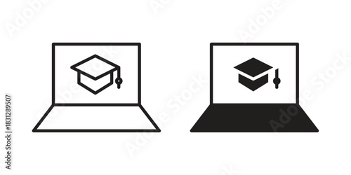 Online course icon in filled, thin line, stroke style for website and apps