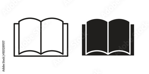 open book icon in filled, thin line, stroke style for website and apps