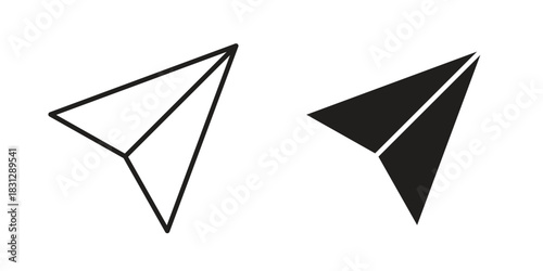 Paper plane icon in filled, thin line, stroke style for website and apps