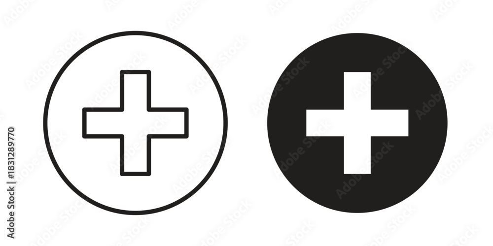 Obraz premium Plus icon in filled, thin line, stroke style for website and apps