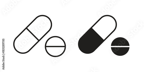 Pills icon in filled, thin line, stroke style for website and apps