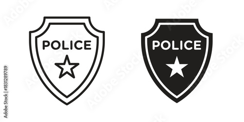 Police badge icon in filled, thin line, stroke style for website and apps