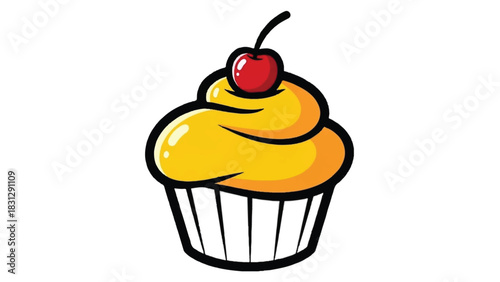 A Delicious Yellow Cupcake with a Cherry on Top.