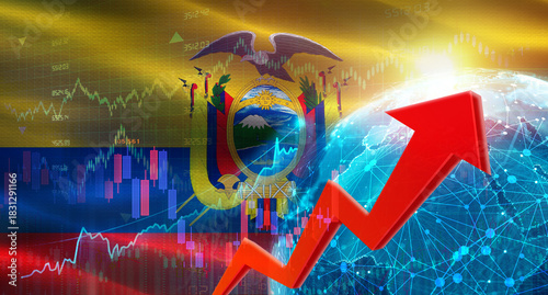 Global financial growth with Ecuadorian flag. Financial growth with Ecuador flag on economic background