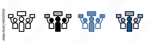 
protest icon set multiple style collection with people and paper designs