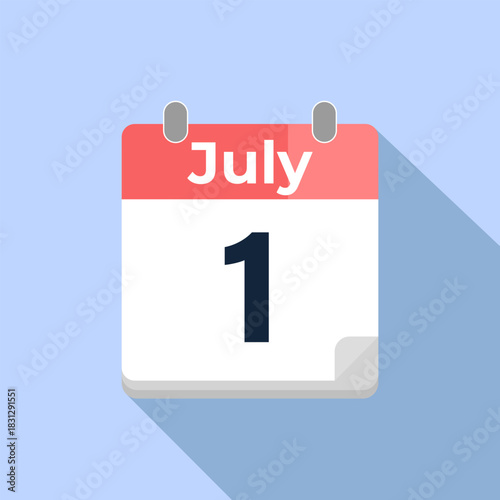 July 1 Vector Calendar
Modern flat color vector calendar with date