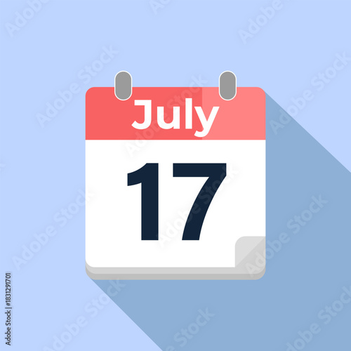 July 17 Vector Calendar
Modern flat color vector calendar with date