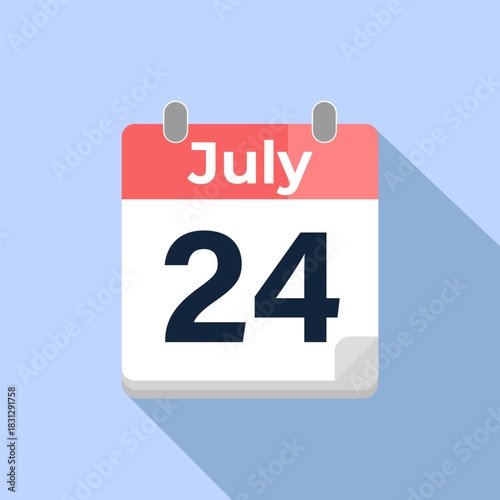 July 24 Vector Calendar
Modern flat color vector calendar with date
