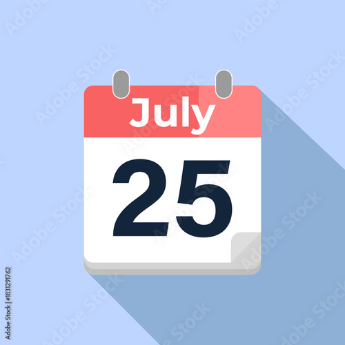 July 25 Vector Calendar
Modern flat color vector calendar with date