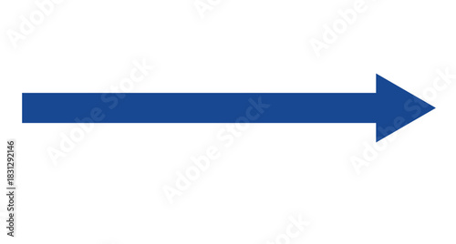 Blue, straight and long arrow. Vector icon of horizontal arrow with right pointer