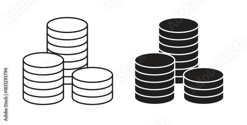 Money coin icon symbol. Vector EPS 10. line and glyph icon
