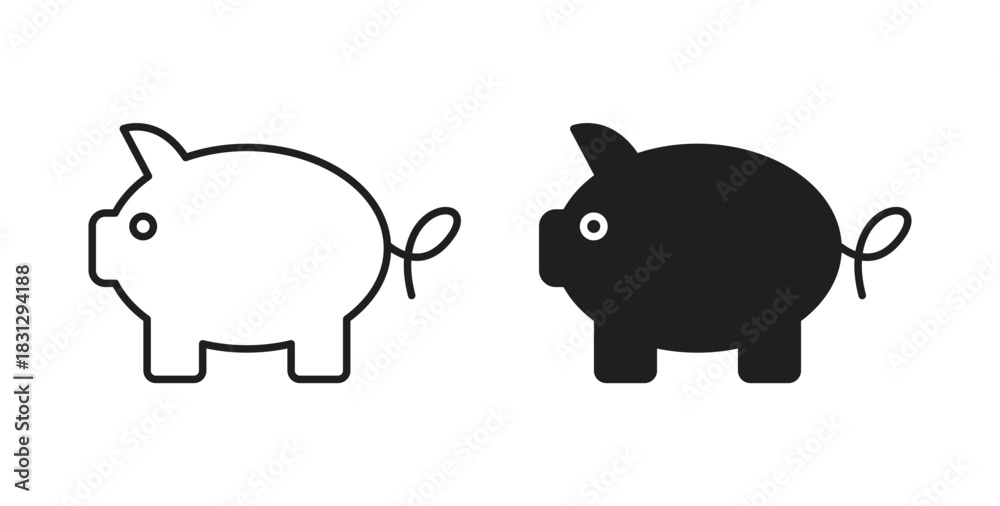 Obraz premium Piggy bank icon symbol. Vector EPS 10. line and glyph icon