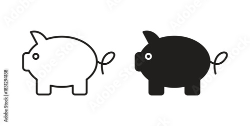 Piggy bank icon symbol. Vector EPS 10. line and glyph icon